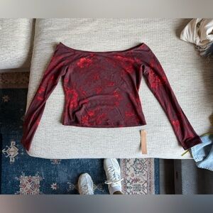 Reformation Burgundy Floral Blouse